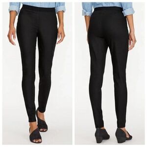 Eileen Fisher Size M Coated Organic Cotton Legging Pull On Pants Black